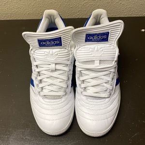 Adidas Busenitz white perforated leather/royal blue mens size 9